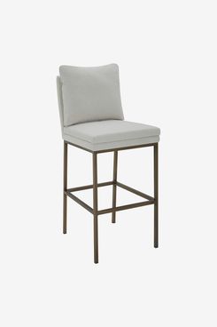 Rivet Lundberg Contemporary Upholstered Barstool with Brass Legs, 44.5