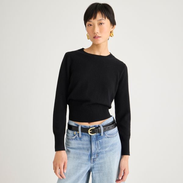 J.Crew Cashmere Shrunken Crewneck Sweater - Black