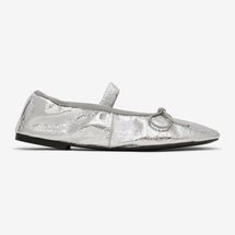 Proenza Schouler Silver Glove Mary Jane Crinkled Metallic Ballerina Flats