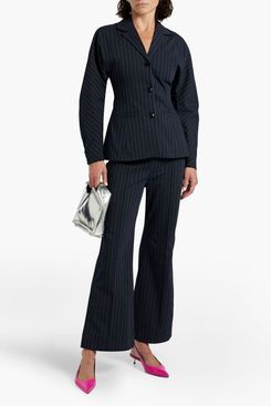 Ganni Pin-Striped Twill Blazer