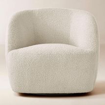 Goop Gwyneth Ivory Boucle Swivel Chair