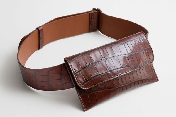 Crocodile Embossed Leather Belt Bag