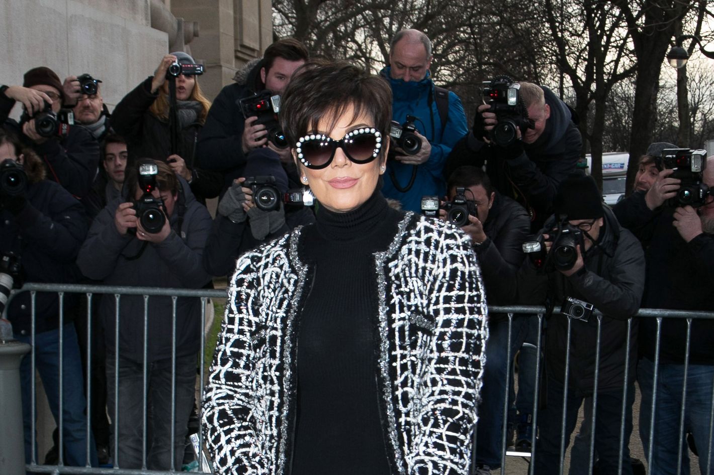 Kris Jenner Kollection sheer, abstract, drop waist tunic/ M