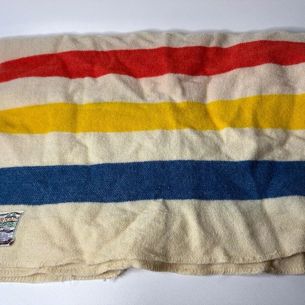 Vintage Orrlaskan 100% Wool Striped Blanket