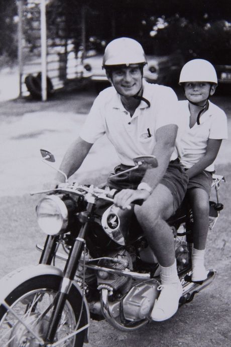On the motorcycle with Dad, Hong Kong, 1967 (or thereabouts).