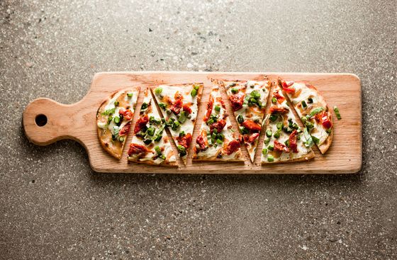 Flatbread: Margherita, BBQ chicken, roasted mushroom, and goat cheese