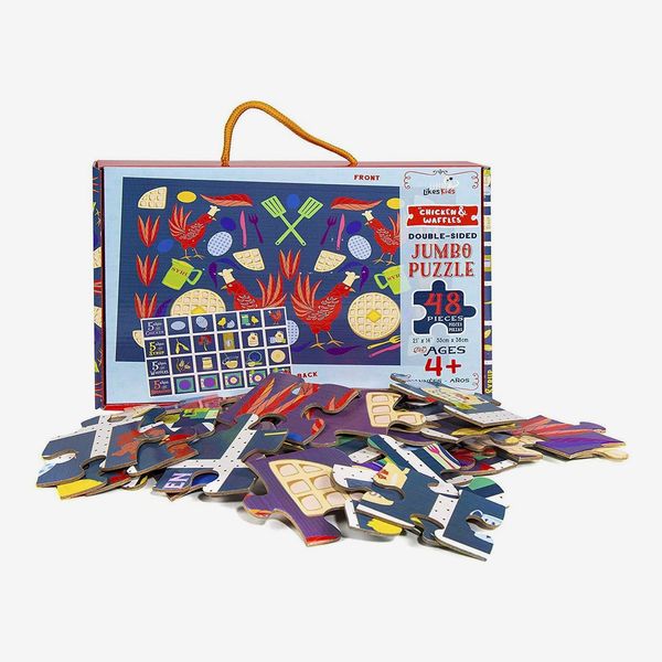 Puzzle 48 pièces 2 faces Poulet et gaufres Little Likes pour enfants
