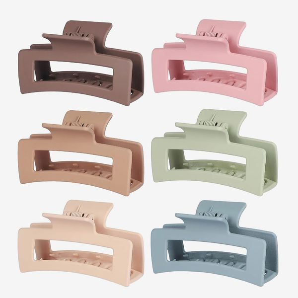 Square Hair Clips 3.5 Inch Medium Claw Clips Rectangle Hair Claw Clips 6 Pack