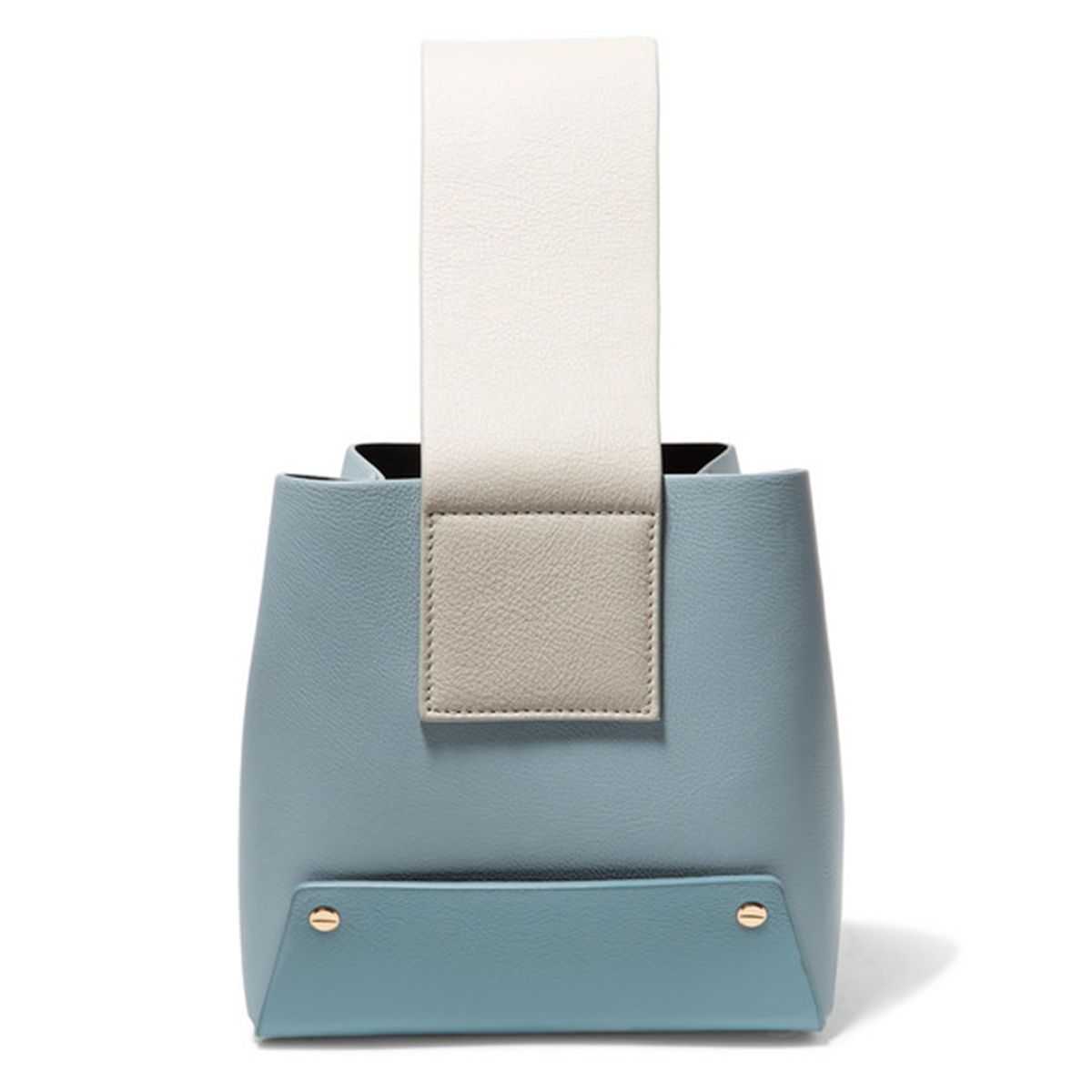 Tab color-block textured-leather tote