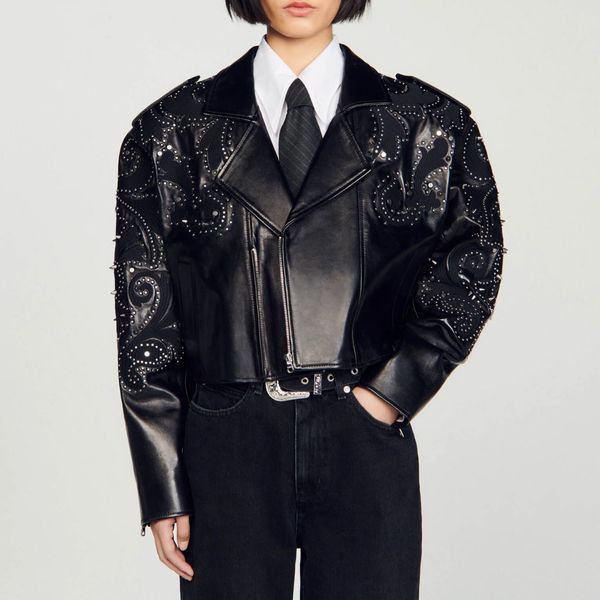 Sandro Studded Leather Jacket