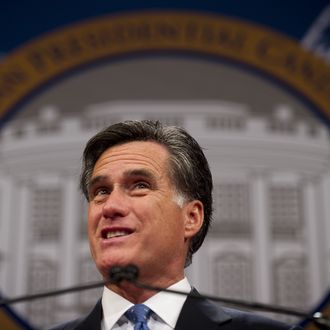 Republican presidential hopeful Mitt Romney speaks during the Republican Jewish Coalition 2012 Republican Presidential Candidates Forum in Washington, DC, December 7, 2011. AFP PHOTO/Jim WATSON (Photo credit should read JIM WATSON/AFP/Getty Images)