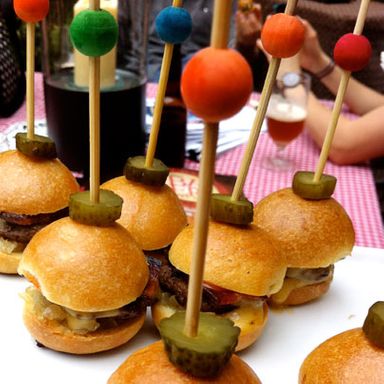 Mini Beer Garden Burgers served during the preview event.
