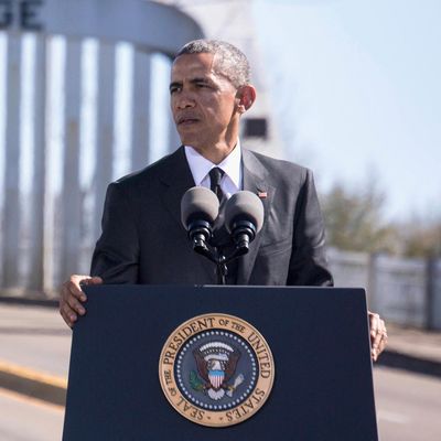 U.S. President Barack Obama speaks onstage at 50th Anniversary Of Selma March For African American Voting Rights on March 7, 2015 in Selma, Alabama.