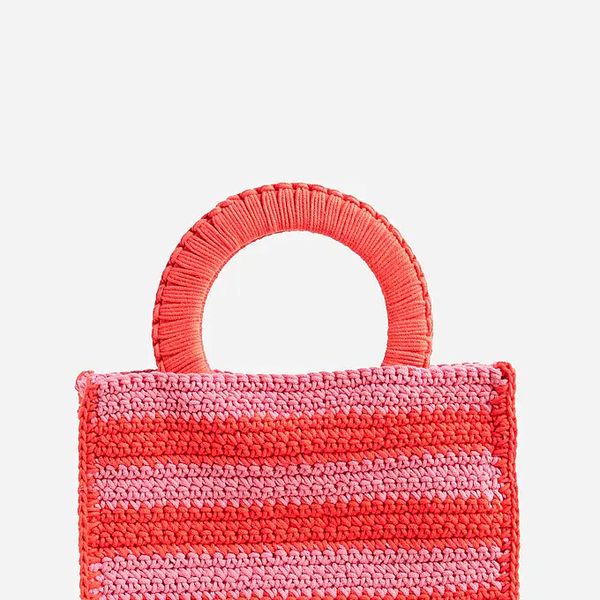 J.Crew Hand-crocheted rectangle bag in stripe