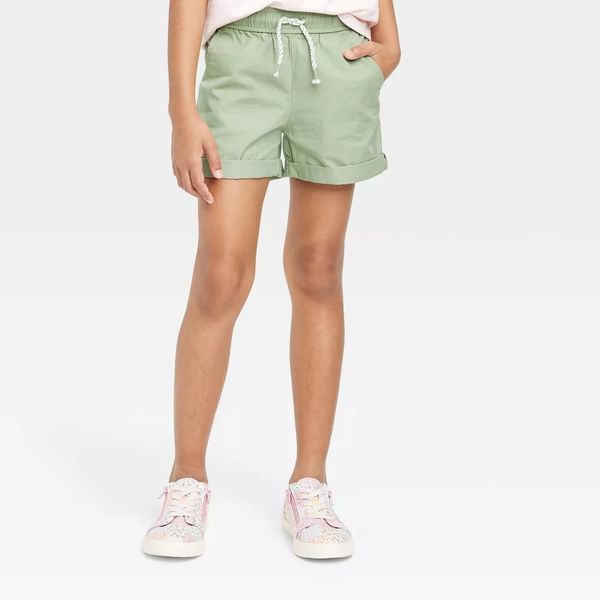 Cat & Jack Girls' Rolled Hem Pull-On Woven Shorts