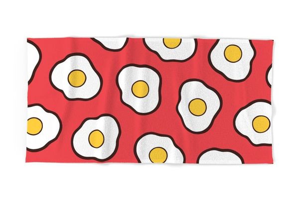 Society6 Fried Eggs Pattern Bath Towel