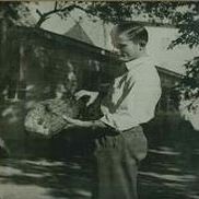 Man with a ham, circa 1949.