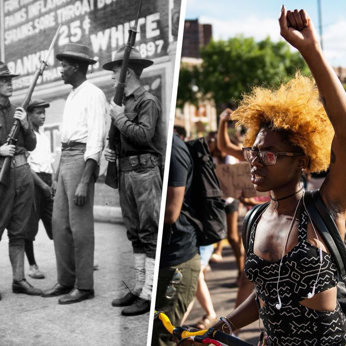 Racial justice protests in 1919 and 2016.