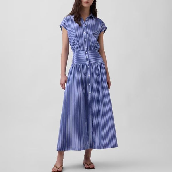 Gap Poplin Drop-Waist Maxi Shirtdress