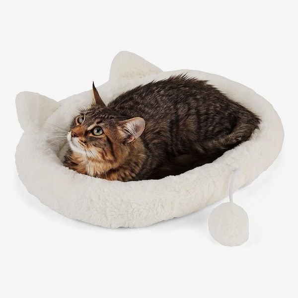 EveryYay Snooze Fest Ivory Cat Head Oval Snuggler Bed