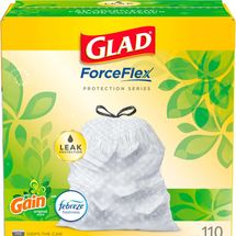 Glad Trash Bags, ForceFlex Tall Garbage Bags, 13 Gal, Gain Febreze - 80 ct.