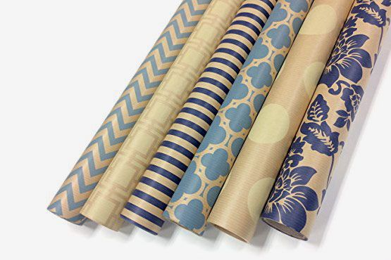 Kraft Blue and Cream Wrapping Paper