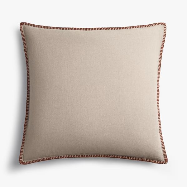 Parachute linen cushion cover with overcast stitch