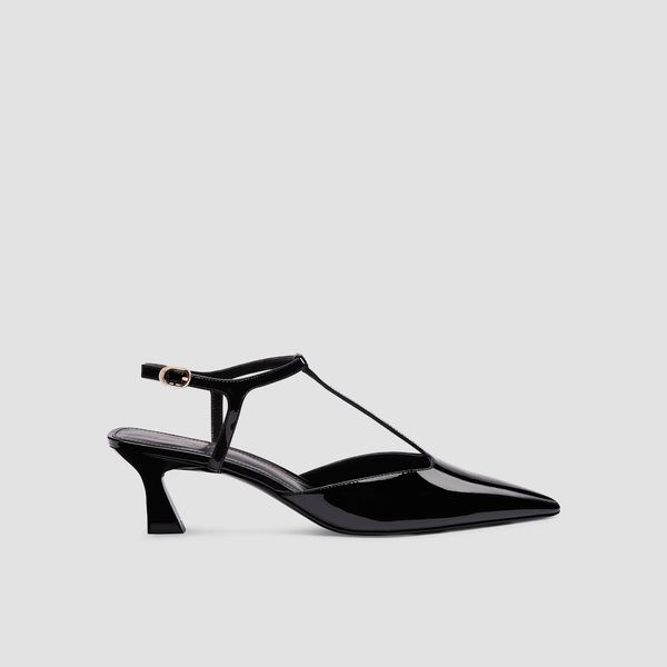 Stuart Weitzman Vinnie 50MM Patent Leather T-Strap Pumps