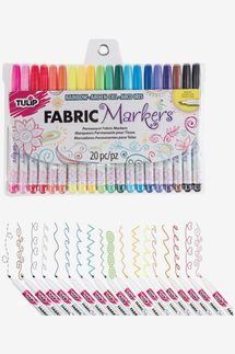 Tulip Permanent Nontoxic Fabric Markers, 20 Pack, Multicolor