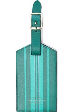 Smythson Striped Leather Luggage Tag