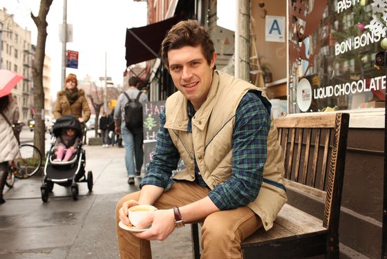 Epicurean Management's Joe Campanale refueling outside Chocolate Bar.