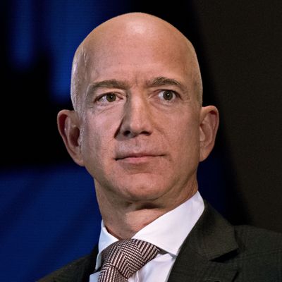 Jeff Bezos, founder and chief executive officer of Amazon.com Inc., listens during an Economic Club of Washington discussion in Washington, D.C., U.S., on Thursday, Sept. 13, 2018.