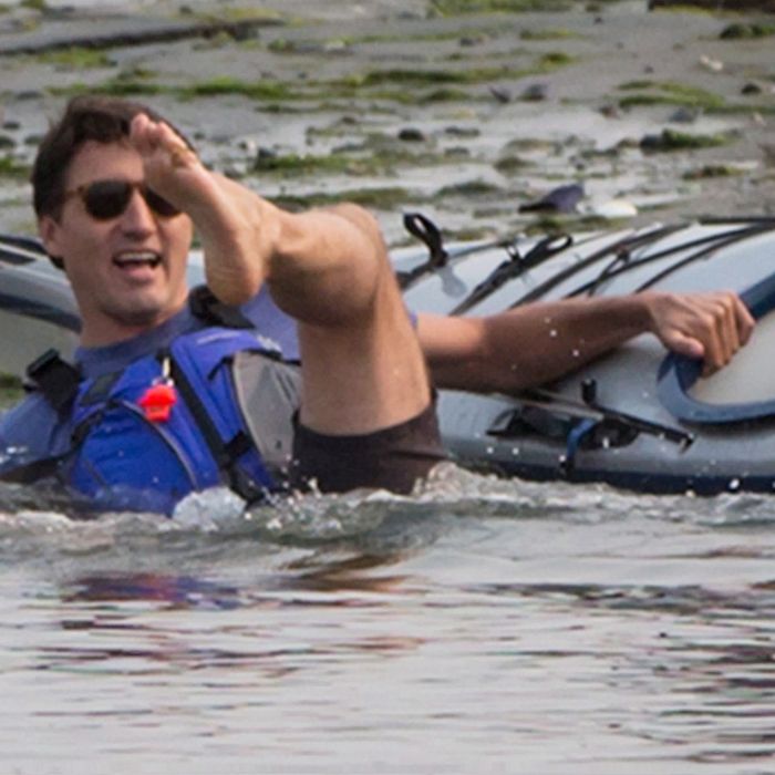 Justin Trudeau Falls Out Of Kayak Photos 