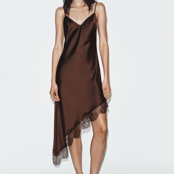 Zara Satin Effect Lace Dress