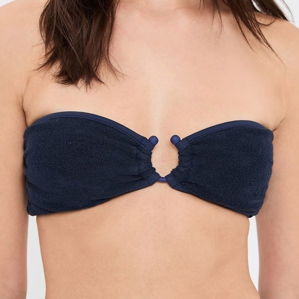 Johanna Ortiz Terry Navy Seawaters Bikini Top
