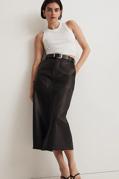 Madewell Leather Midi Skirt