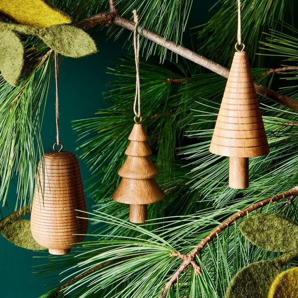 Food52 Handcrafted Wooden Tree Ornaments (Set of 3)
