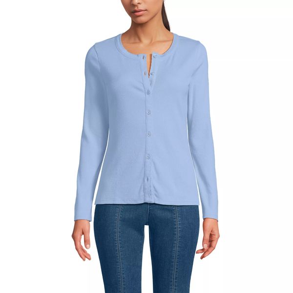 Lands’ End Women’s Long Sleeve Micro Rib Button Through Cardigan
