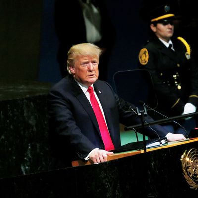 U.S. President Donald Trump addresses the 73rd Session of the United Nations General Assembly in New York on September 25, 2018.