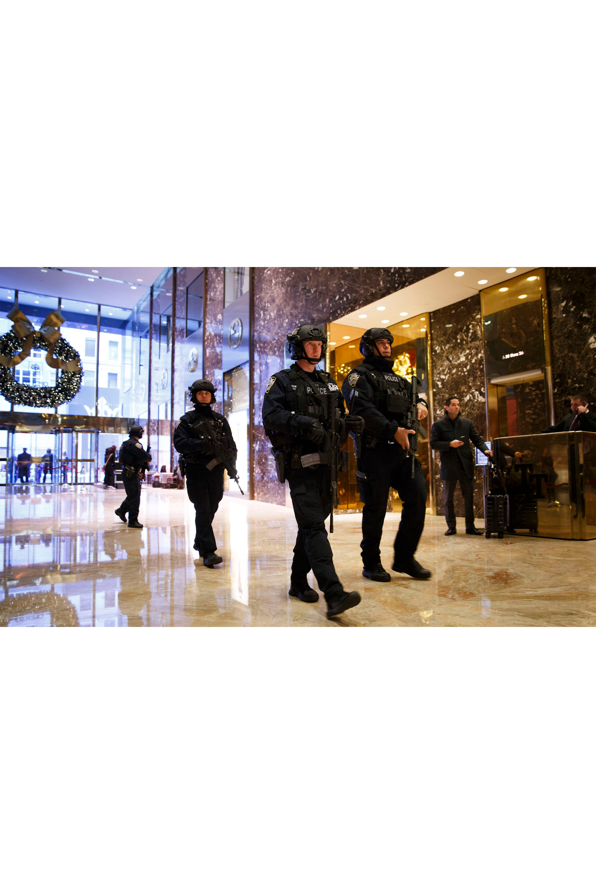 NYPD in the lobby, December 2016.