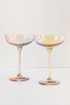 Estelle Colored Glass Champagne Coupe, Iridescent