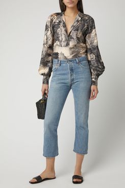 Re/done Cropped High-Rise Slim-Leg Jeans