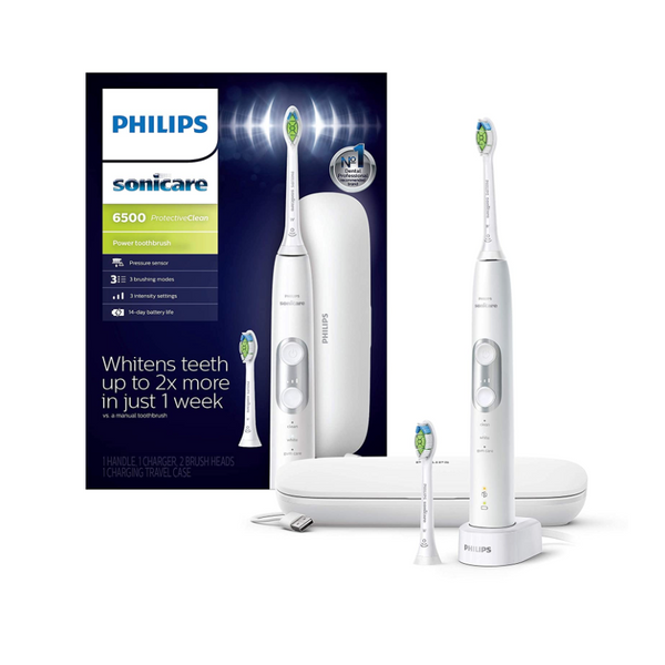 Philips Sonicare ProtectiveClean 6500 Rechargeable Electric Toothbrush with Charging Travel Case and Extra Brush Head