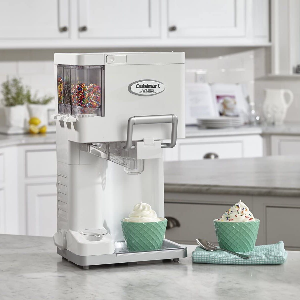 Electric Ice Cream Maker,Portable DIY Ice Cream Machine for Household Use Fruit Soft Serve Frozen Dessert Silver 