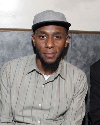 Recording Artist Yasiin Bey formely known as Mos Def backstage at the First Annual Indelible Festival produced by Jill Newman Productions held at Highline Ballroom on January 6, 2012 in New York City.