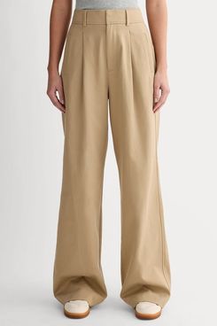 Everlane The Draper Pleated Pant in Buttersmooth - Ash Brown
