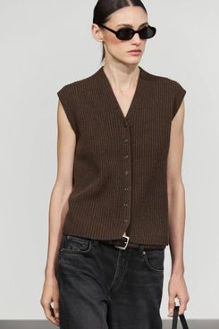 Massimo Dutti 100% wool ribbed knit vest
