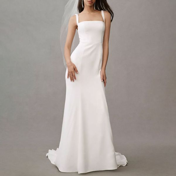 Jenny by Jenny Yoo Hayden Sleeveless Column Crepe Wedding Gown