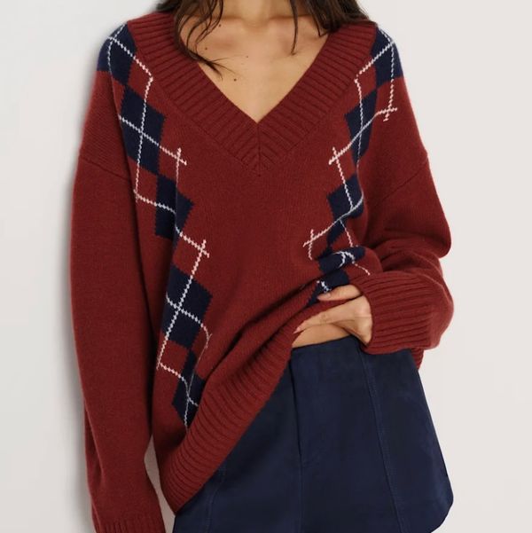 Reformation Jadey Cashmere Oversized V-neck Sweater