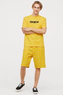 H&M Men’s Patterned Sweatshorts, Pikachu